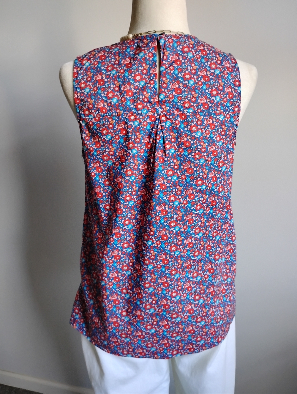 J. Crew Liberty Art Fabric Betsy Ann Blouse Red Blue Floral Cottagecore Size - Picture 6 of 13